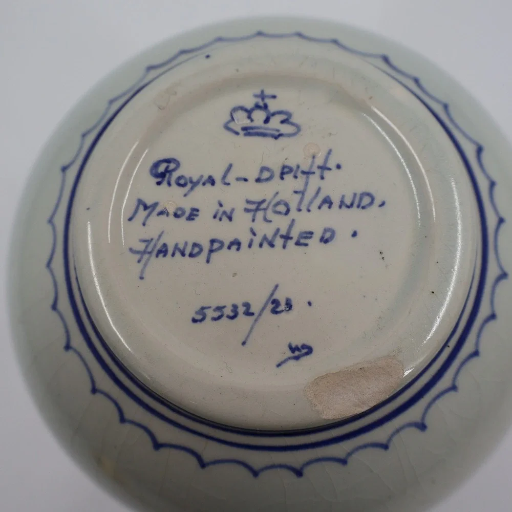 Royal Delft Floral Vase Unisex OS Blue White Hand Painted Holland 5532/23
